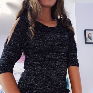 BCX XS Black Open-Shoulder Sweater
